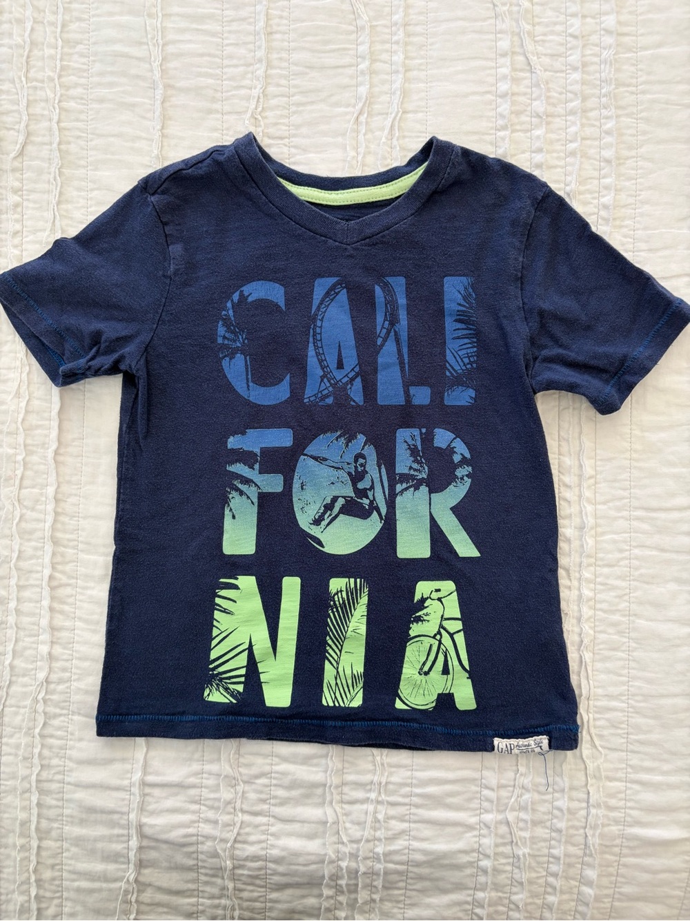 GAP Navy Graphic 'CALIFORNIA' Tee with Lime Accent
